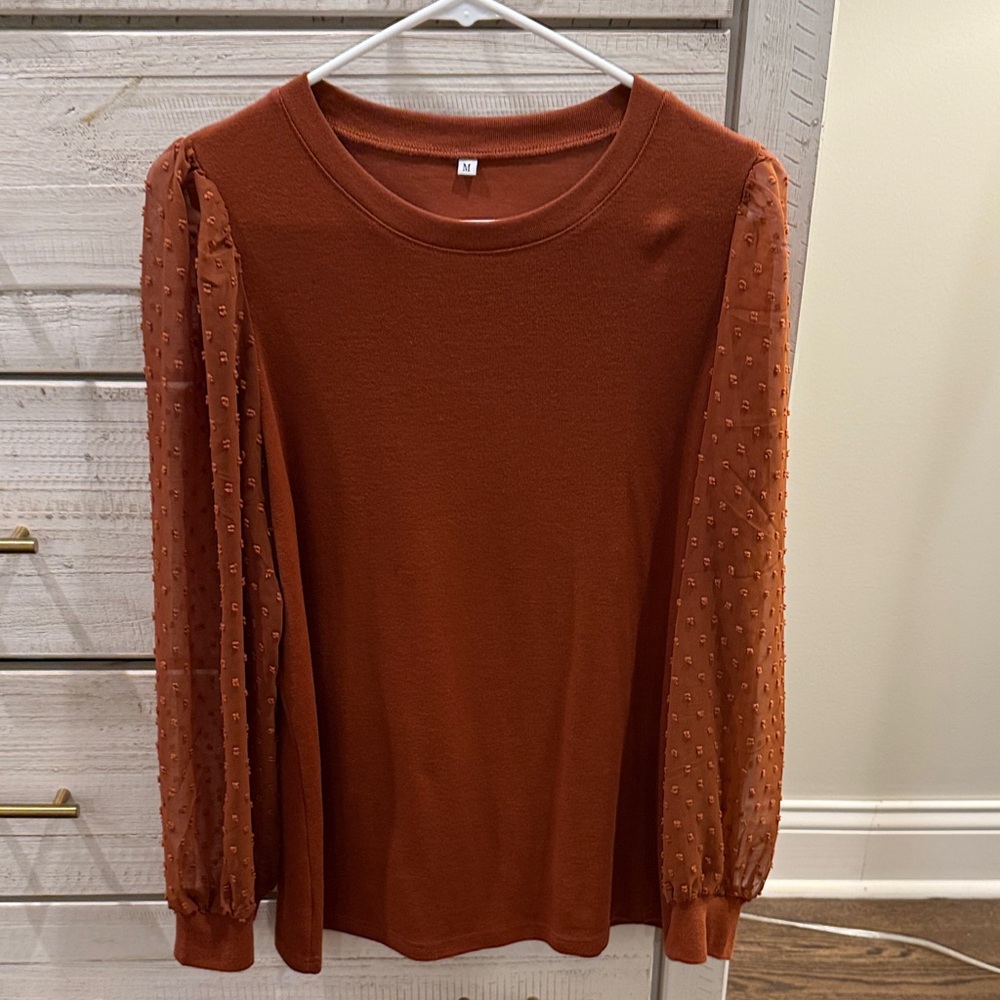 Chic Blouse with Sheer Sleeves
